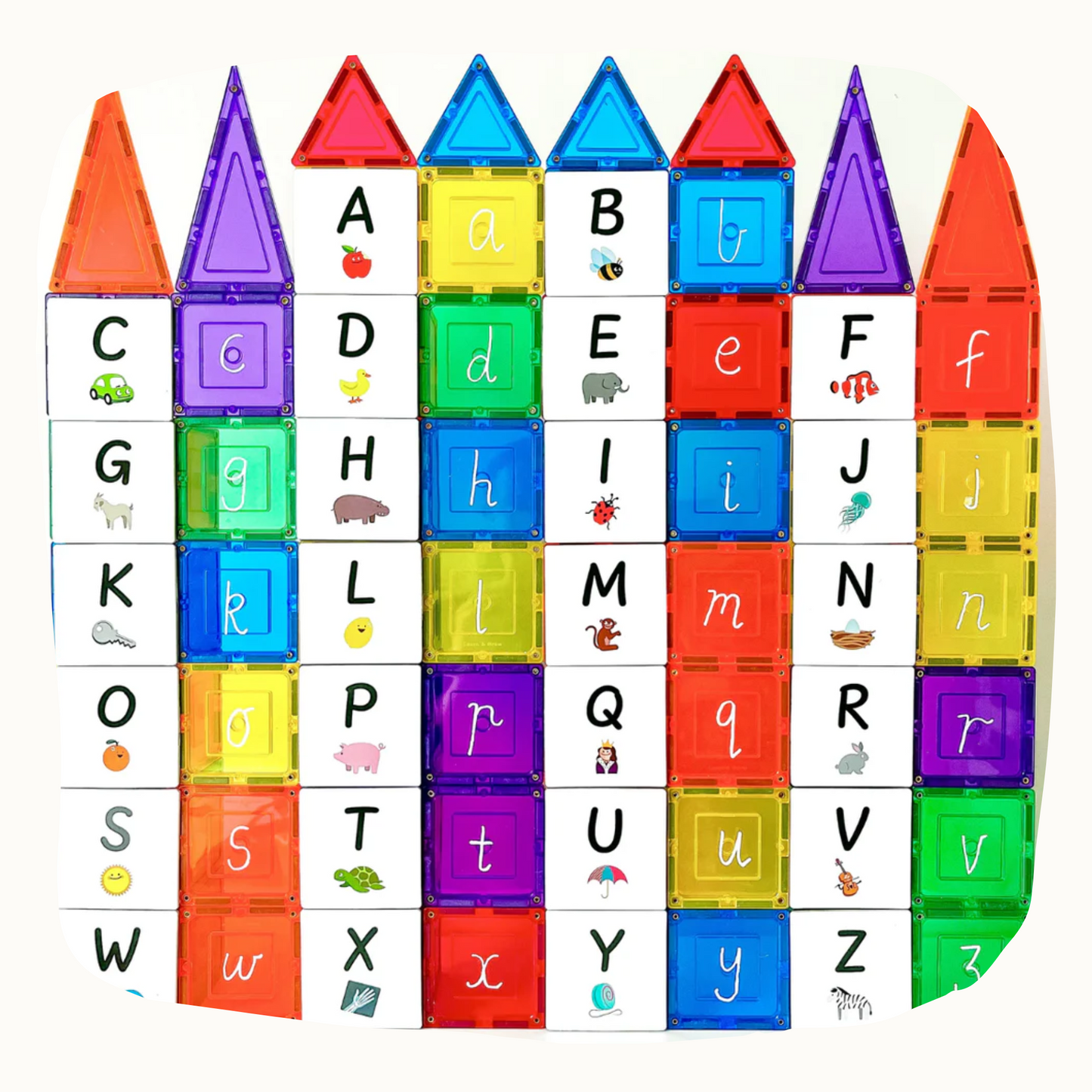 Alphabet Upper Case Pack (40 Piece) Magnetic Tile Toppers - LEARN AND GROW