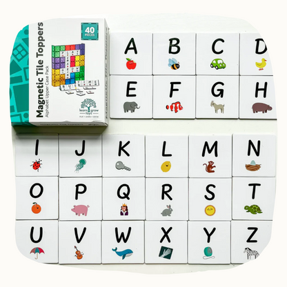 Alphabet Upper Case Pack (40 Piece) Magnetic Tile Toppers - LEARN AND GROW